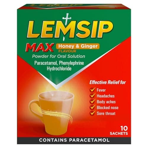 Image of Lemsip Max Honey & Ginger Sachets, Pack of 10