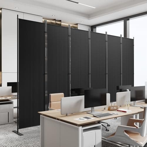 Image of C-Hopetree 6 Panels Room Divider, 6 Ft Tall Indoor Folding Privacy Screen, Portable Partition Separator, Freestanding Separation Temporary Wall for Office, Bedroom, 120" W X 71" H, Black