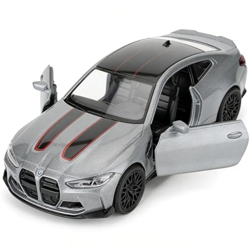 Image of imtfzct 1:36 Scale BMW M4 CSL Alloy Model Car, Die-cast Toy Car with Pullback Function, Birthday Gift for Kids (Grey)