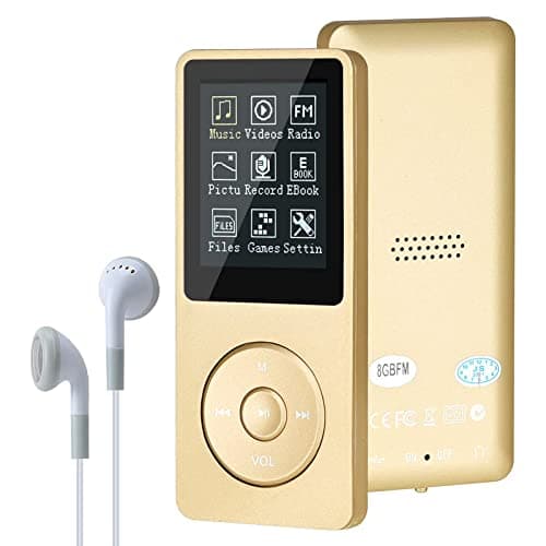 Image of MP3/MP4 Digital Music Player,Lychee Upgrade 8GB Portable HiFi Lossless Sound Music Player with Music/Video/Voice Record/FM Radio/E-Book Reader, Supports up to 64GB (Gold)
