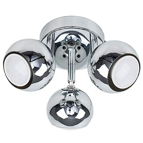 Image of MiniSun | Retro Silver Chrome 3 Way Round Plate Adjustable Eyeball Ceiling Spotlight | Ceiling Spots, Home Décor & Improvement Essential | Mains Wired