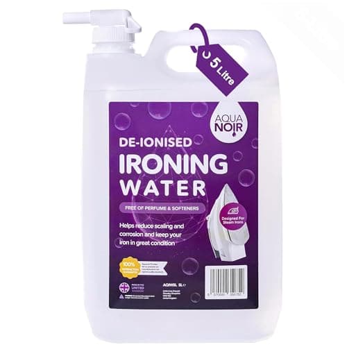 Image of AQUANOIR Deionised Demineralised Ironing Water 5L | Pure Ironing Water for Steam Iron, Perfume & Softners free | Pure Deionised Water for Iron, to prevent impurities & minerals deposit | Made in UK