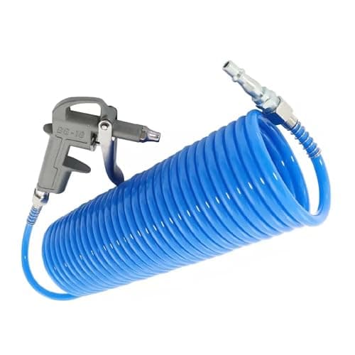 Image of Dunnet Tools High Pressure Air Compressor Hose Line 5m with Dust Gun Tool | 7.6m Heavy Duty for Cleaning, Pneumatic Tools, Tyre Inflator, and Air Blaster | Compatible with Spray Gun & Connectors