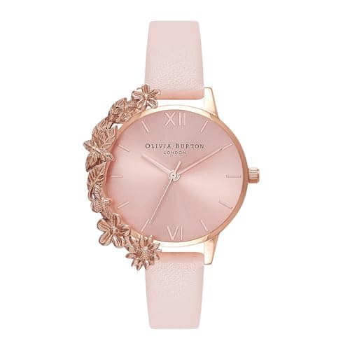 Image of Olivia Burton Analogue Quartz Watch for Women CASE Cuffs Collection with Blush Leather Strap - OB16CB11