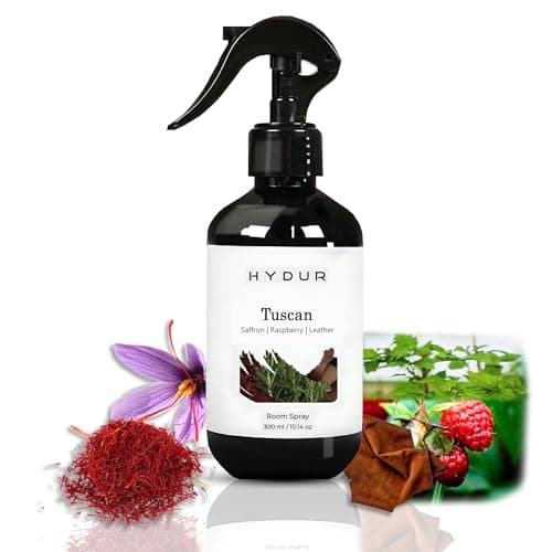 Image of Hydur Tuscan Room Spray | Luxurious Saffron, Raspberry & Smoky Leather Scent | Spicy Fruity Aroma for Home, Office, Car & Bathroom | Long-Lasting 300ml Air Freshener Fine Mist Spray