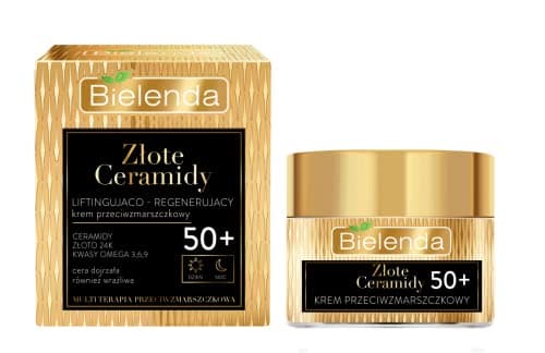 Image of Bielenda Golden Ceramides Lifting-Regenerating Anti-Wrinkle Face Cream 50+ 50ml