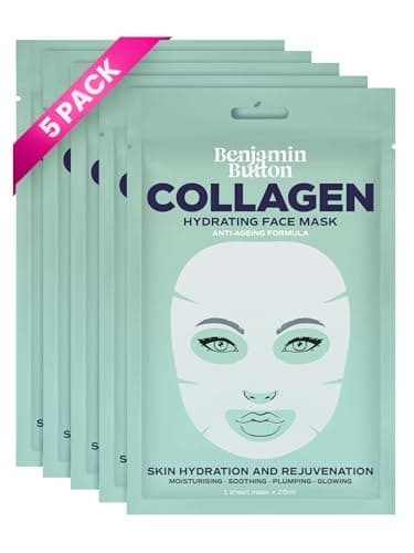 Image of Collagen Face Mask Korean, Bio Collagen Real Deep Overnight Hydrating Mask, Anti-Ageing, Wrinkle Reduction, Plumping & Glass Skin Glow | 5-Pack, Benjamin Button