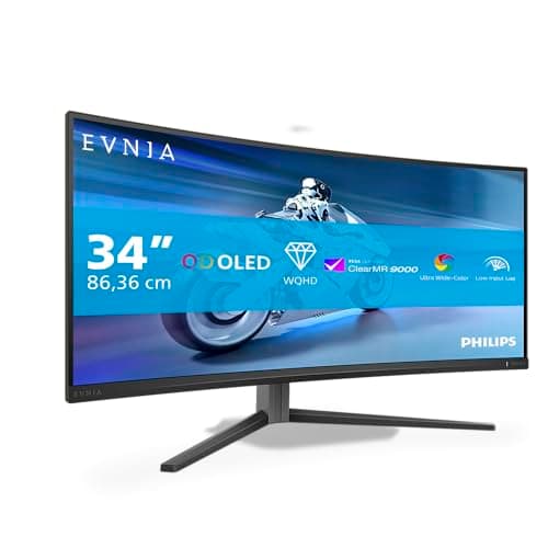 Image of Philips 34M2C6500AM 34 inch UW-QHD Monitor Curved, 175Hz, QD-OLED Panel, 0.03ms GtG, HDR400 TrueBlack, FreeSync Prem. Pro, G-Sync Comp. (3440x1440 HDMI 2x 2.0 DP 1x 1.4 USB Hub) Dark grey