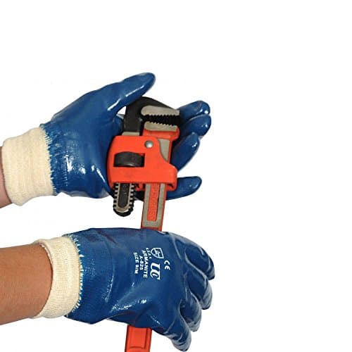 Image of Ultimate Industrial A825/09 A825 Armanite Nitrile Fully Coated Work Gloves, 1 Pair, Size 9, Blue