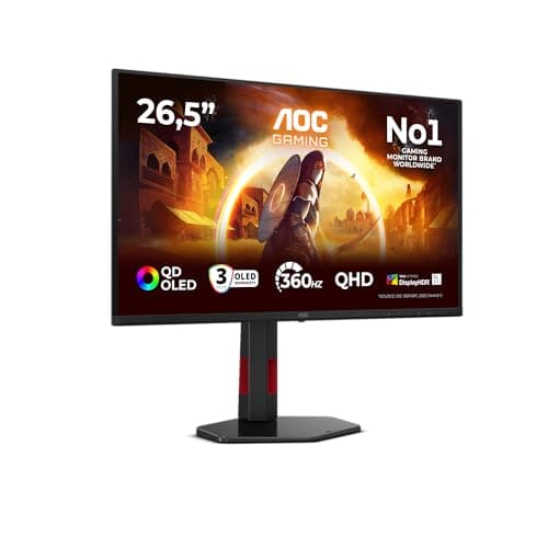 Image of AOC Q27G4SDR 26.5 inch WQHD Monitor 360Hz, QD-OLED Panel, 0.03ms GtG, Adaptive Sync, HDR400 TrueBlack, G-Sync Compatible, Height Adjustment, (2560x1440 HDMI 2x 2.1 DP 1x 1.4 USB Hub) Black