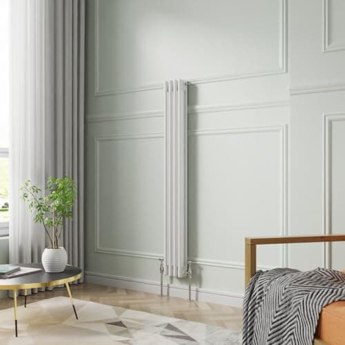Image of NRG 1500 x 200 mm Gloss White Vertical Cast Iron Radiator Triple Panel
