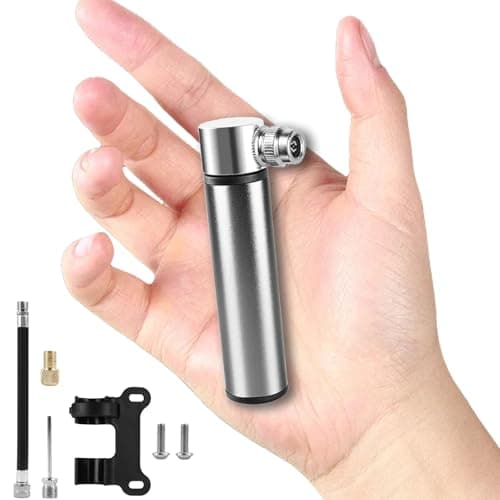 Image of BAISEN Mini Bike Pump - Aluminum Bicycle Pump, 4.72" Hand Cycle Pump for Presta & Schrader Valves, Portable Bike Tyre Pump Fast Inflation Mini Air Pump - Small Bike Pump (Titanium)