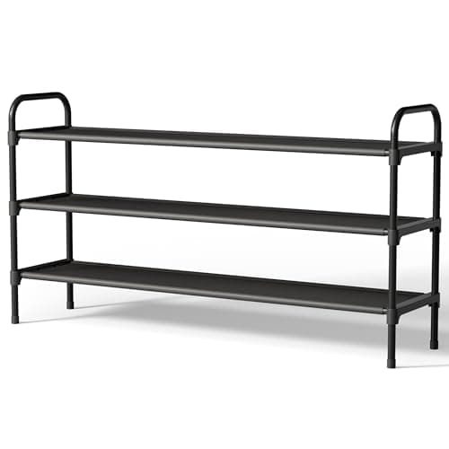 Image of Kitsure Shoe Rack for Closet, Sturdy Shoe Storage for Entryway, Space-Saving Shoe Rack Small and Shoe Shelf, 99.0 cm Wide - 3 Tiers, Black