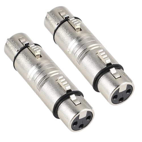 Image of XLR Female to Female Adapter 2Pcs XLR 3 Pin Female to 3 Pole Female Connector Microphone Line Audio Cable Adapter Gender Changer Coupler Mic Barrel Extension, Silver