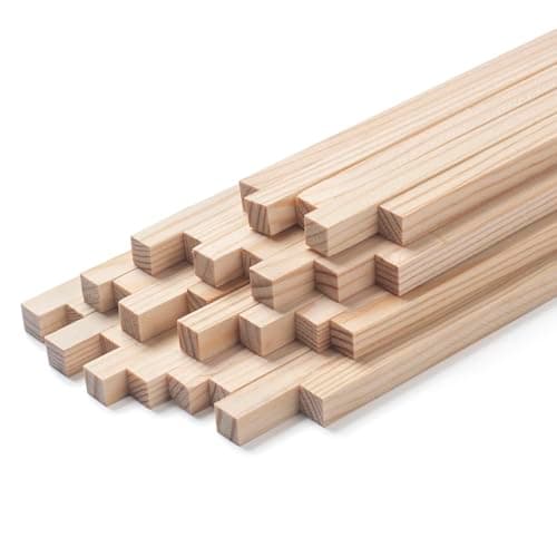 Image of Square Wooden Dowel Rods Wood Square Dowels for Crafting, 30 PCS 8 x 300 mm Small Unfinished Wood Craft Sticks Hardwood Sticks Wooden Strips for Arts and DIYers, Miniature Buildings, Woodworking