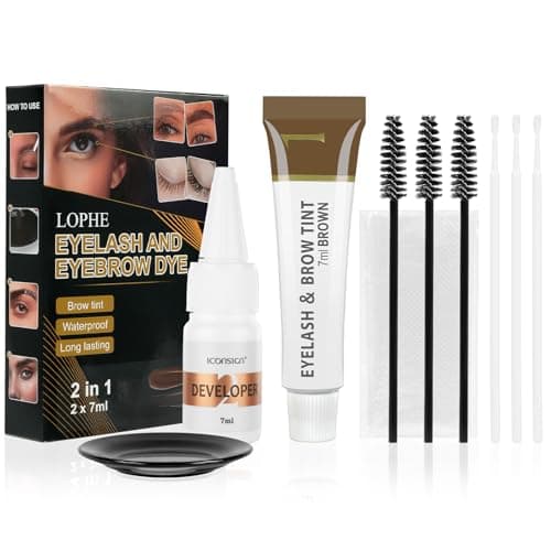 Image of LOPHE Brow and Lash Tint, Brown Eyebrow Dye and Eyelash Tint, Fast Easy Starter Kit for Home Use, Formula with Fibres for Plump Thick Lashes, Long Lasting Volume Tint for Full Defined Brows