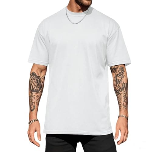 Image of Volemo Mens T-Shirt Short Sleeve Crew Neck Classic Casual Top Men Regular Fit S-3Xl(White,Size XL)