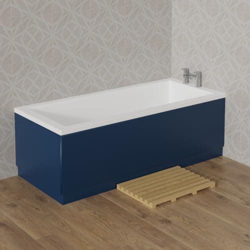 Image of Aquariss 1800mm Front Straight Wood Bath Panel 18mm MDF Painting Matte Blue Adjustable Height for Bathroom Soaking Tub