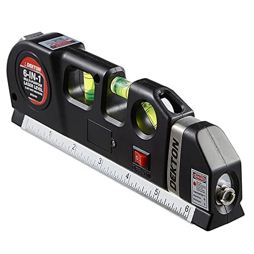 Image of Dekton 6 in 1 Laser Level Bubble Spirit Level Tape Measure Metric Imperial Tape Ruler