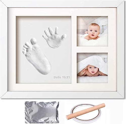 Image of Baby Hand and Footprint Kit, Personalised Baby Gift for Newborn Girls and Boys, Keepsake Baby Shower Gifts for New Parents, Infant Milestone Photo Frame Registry and Nursery Decor