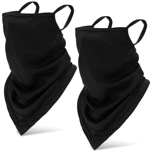 Image of Xinjieda 2Pcs Black Balaclava Mask Neck Gaiter Face Cover with Ear Loops Half Face Mask for Men Women UV Protection Scarf Mask for Motorbike Runing Skiing Hiking