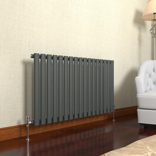 Image of GY Bath Horizontal Radiator Anthracite Oval Column Designer 600x1003mm Single Modern Central Heating Rads