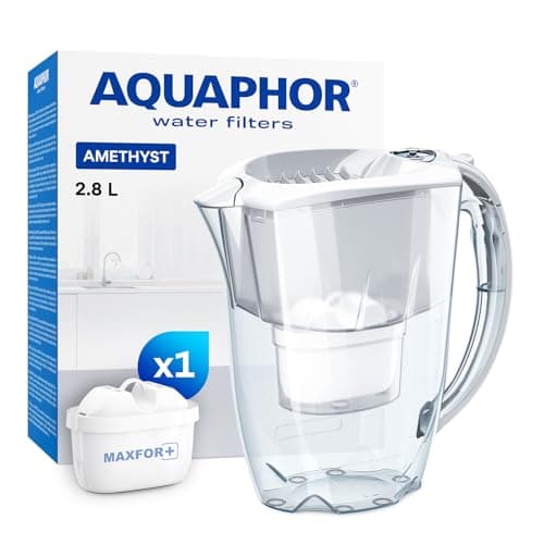 Image of AQUAPHOR Water Filter Jug Amethyst with 1 X MAXFOR+ 200L Cartridge - Capacity 2.8L - White