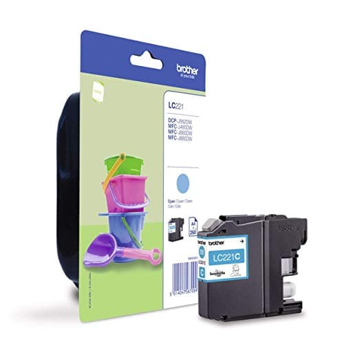 Image of Brother LC-221C Inkjet Cartridge, Cyan, Single Pack, Standard Yield, Includes 1 x Inkjet Cartridge, Brother Genuine Supplies