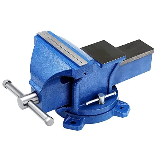Image of Holdfiturn 6 Inch Table Vice Heavy Duty Bench Vice with 360 Degrees Swiveling Base Cast Iron Workshop Vise for Workshop Factory, Blue