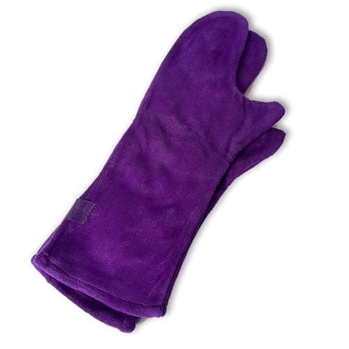 Image of Mutt and Bailey Dog Drying Gloves – Microfibre Towel Mitts - Ideal for Fast Drying Your Pet and Removing Dirt and Mud from Legs and Paws - 1 Pair (Heather Purple)
