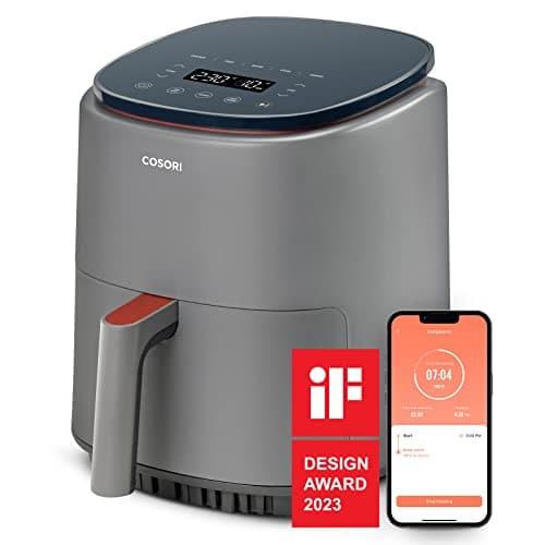 Image of COSORI Air Fryer Lite 3.8L, 75-230℃, Amazon Exclusive, 7 Cooking Functions, Smart Control, 1500W, 1-3 Portions, Free with 110+ Online Recipes Cookbook, Dishwasher Safe, Grey