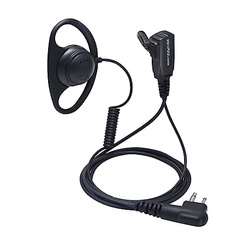 Image of PROMAXPOWER 2 Pin Radio Earpiece Compatible with Motorola CP040 DP1400 GP300 GP88 GP68 CT150 Two way Radio, Walkie Talkie Earpiece, D-Shape Security Earpiece with PTT Mic for Bodyguard