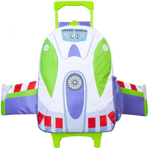 Image of Disney Toy Story Backpack for Kids, 2-in-1 Buzz Lightyear Trolley Bag for School & Travel, Compact Small Suitcase with Wheels (Multi Buzz Lightyear)