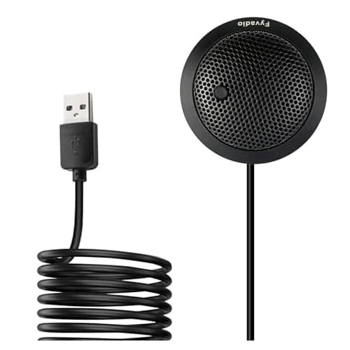 Image of Fyvadio Conference USB Microphone, USB Microphone for Computer, 360° Omnidirectional Condenser PC Laptop Mic with Mute Button for Online Meeting/Class, Zoom Call, Skype Chatting, Plug & Play