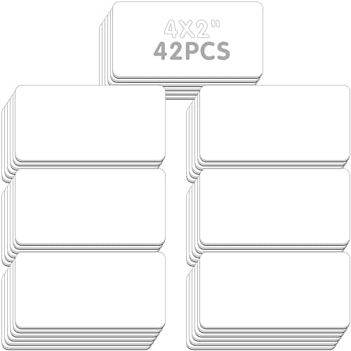 Image of Magnetic Name Tag Label, 42 PCS Dry Erase Reusable Blank Name Stickers White Reusable Magnets for Whiteboards Locker Fridge School Office Home (Each Measures 2" x 4")
