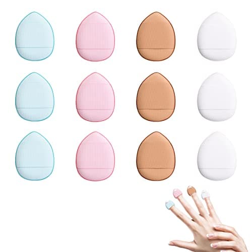Image of Sibba 12 Pieces Sponges Powder-Puff with Finger Holder Strap Mini Beauty Sponge Face Eyes Makeup Pads for Liquid Foundation Halloween Costume Festival Make Up Cosmetic Wet Dry Tool