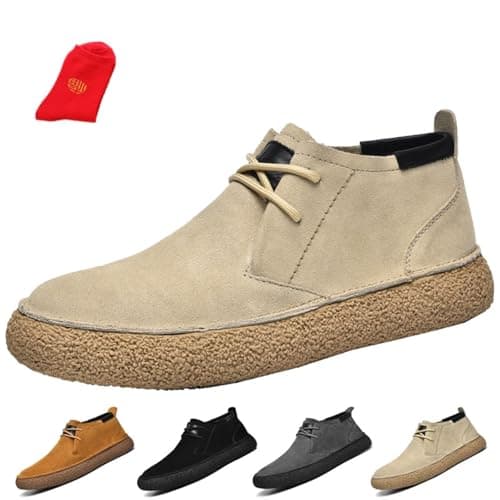 Image of Men's Chukka Boots, Men's Suede Lace Up Boots, Casual Business Booties, Mens's Suede Shoes(Beige,8.5 UK)