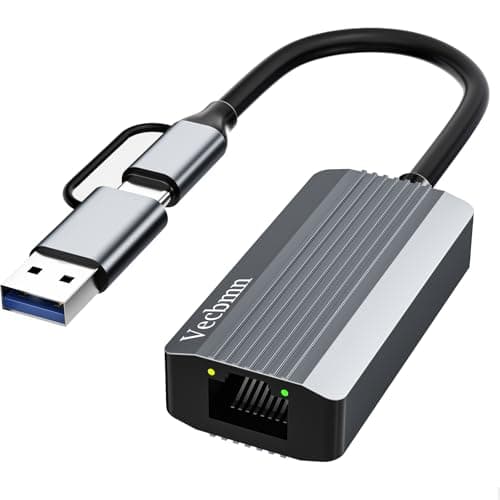 Image of 2.5G USB to Ethernet Adapter, 2 In 1 USB 3.0 to RJ45 Adapte, USB Type C 100/1000/2500Mbps LAN network adapter, Compatible with MacBook, Surface, Laptops with Windows, XP, Vista, Mac/Linux and More