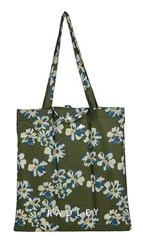 Image of RADLEY London Womens Perfect Poppies Responsible Foldaway Shopping Bag Made Of Recycled Fabric in Green