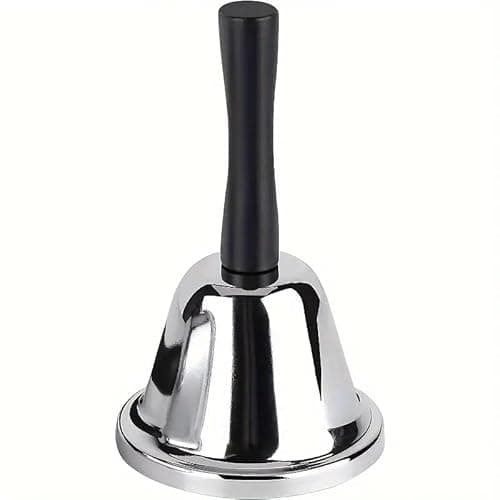 Image of Hand Bell Reception Call Stainless Steel Held Desk Service Christmas Santa Ring Bells Counter Handle Hotels Butler For Living Room Home Decorations School Hospitals & Bars