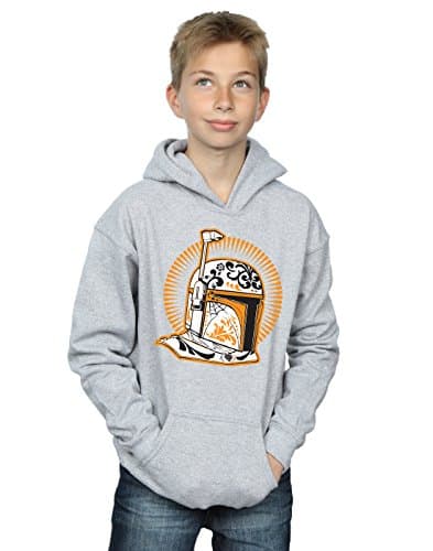 Image of Star Wars Boys Boba Fett Dia De Los Muertos Hoodie 7-8 Years Sport Grey