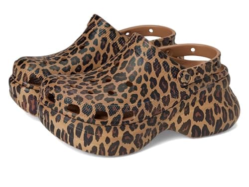 Image of Crocs Women's Classic Bae Clogs, Platform Shoes for Women, Sepia/Leopard, 5 UK