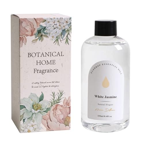 Image of Ecodrop White Jasmine Reed Diffuser Refill - 250ml | Long-Lasting Refill Oil for Home Fragrance | Natural Essential Oil Blend | Floral, Fresh & Invigorating Room Scent | Reeds Not Included