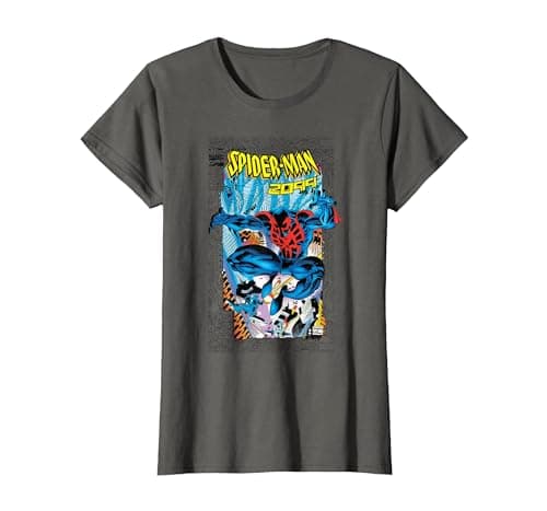 Image of Marvel Comics Spider-Man 2099 Comic Cover 90s T-Shirt, Women, Asphalt Grey, Large