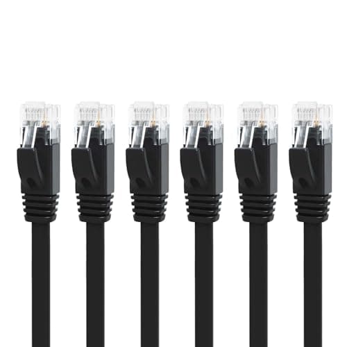 Image of Yauhody CAT 6 Ethernet Cable 5m Network Cable High Speed CAT6 Ethernet Patch Cable 5m Lan Cable CAT6 Gigabit Internet LAN Patch Leads for TV Gaming Router(6Pack Black)