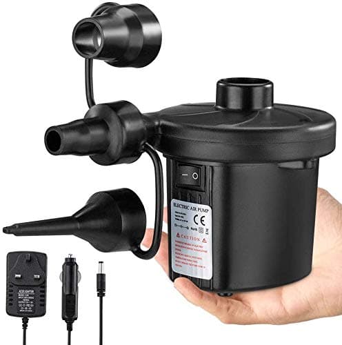 Image of Electric Air Pump for Inflatable, Quick-Fill Air Pump/Blow Up for Air Mattress Air Bed Paddling Pool Swimming Ring,Inflatables Inflate Deflate Air Pump 3 Nozzles Home/Car Use,AC 12V 50W 2m