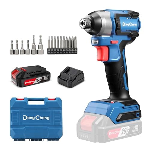 Image of Dong Cheng 20V 1/4" Hex Brushless Impact Driver, 165N.m Cordless Impact Driver with 2.0Ah Batteries,3-Speed, 4.9" Compact Impact Driver for Cabinetry, Deck Building & HVAC Installation
