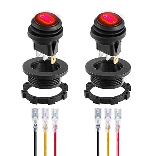 Image of Gebildet Waterproof Red LED Rocker Toggle Switch with Round Shell 3 Pin 12DC-20A/24VDC-10A for Automotive Car Truck Rocker Switch ON Off -2Pack