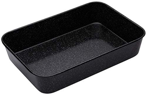 Image of MasterClass Vitreous Enamel Roasting Tin, Induction Safe 1mm Steel with Scratch Resistant Coating, Large 40 x 28cm (15.5 x 11''), Black