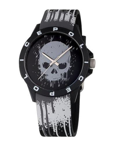 Image of Police PEWUM2237769 Men's Analogue Quartz Watch with Silicone Strap, Black/Grey